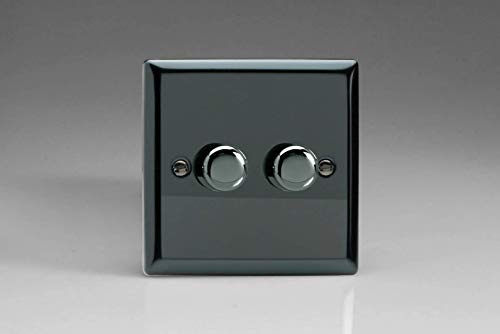 Varilight 2-Gang 2-Way V-Pro Push On/Off Rotary LED Dimmer 2 x 0-120W Iridium