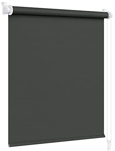 Victoria M. Klemmfix Verdunkelungsrollo ohne Bohren Rollo Seitenzugrollo Verdunkelung für Fenster und Türen, 55 x 150 cm, Schwarz
