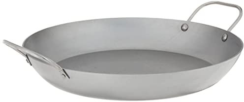 Mauviel M'Steel Black Carbon Natural Nonstick Paella Pan With Iron Handles, 14.2-in, Suitable For All Cooking Surfaces, Made in France