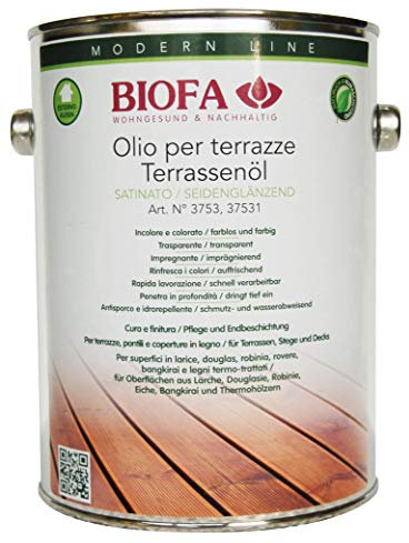 Biofa Terrassenöl farblos - Pflegeöl für Holzterrassen, Terrassendielen aus Holz (2,5 Liter)