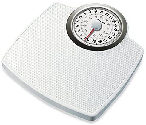 Salter Mechanische Badezimmerwaage, traditionelle mechanische Personenwaage, metrisch/zöllig, analoge Personenwaage, max. 130kg W, extra große Wählscheibe und Plattform, keine Batterien