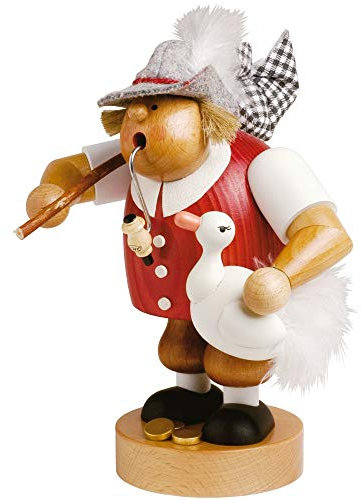KWO Hans in Luck Smoking Man Figurine, Wood, Multi-Colour, 30 x 30 x 20 cm