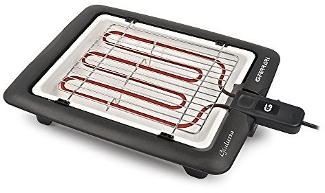 G3 Ferrari G10024 Giulietta Barbecue Elettrico, 2000 W, Griglie Inox, Area cottura 31 x 25 cm, Vassoio porcellanato per facile pulizia, Resistenza in acciaio corazzato, Griglia doppia, Nero