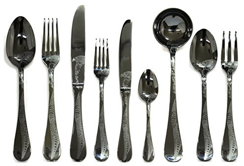 MEPRA Caccia Oro Nero Servizio, 75 Pezzi, Acciaio Inossidabile 18/10 Cesellato, Canna di Fucile