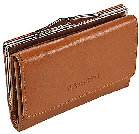 GoBago Damen Bügelbörse Leder Portemonnaie Geldbeutel Knipser (Natur)