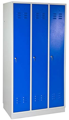 ADB Spind Kleiderspind Gardrobenschrank Spinde Schwimmbad Spint Gaderobe Schrank Metall 3-türig Garderobe Umkleide | Spind, Kleiderspind, Garderoben- & Umkleideschrank aus Metall, dreitürige Ausführung