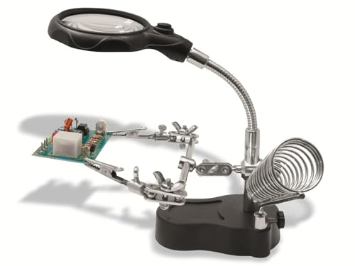 Donau Elektronik helfende Hand mit Lupe, LED Beleuchtung und Lötkolbenhalterung