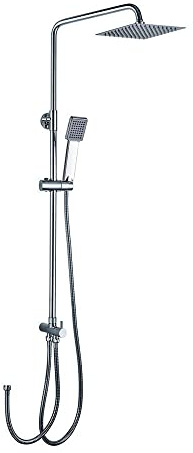 Colonne de douche sans robinetterie extra longue extensible de 100 à 150 cm AZ. Se connecte à des robinets de douche standard. Comprend déviateur, 2 flexibles de 60 et 175 cm, douche à main et pommeau