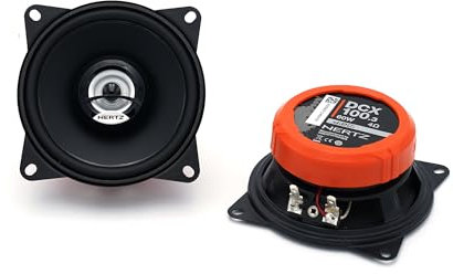 Hertz DCX 100.3 – Altavoces coaxiales de 2 vías de 100 mm con Tweeter de cúpula Pei, woofer de Polipropileno y Motor de neodimio, 60 W máx