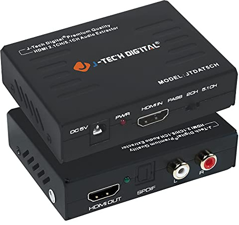 J-Tech Digital Premium Quality 1080P HDMI To HDMI + Audio (SPDIF + RCA Stereo) Audio Extractor Converter (JTDAT5CH)