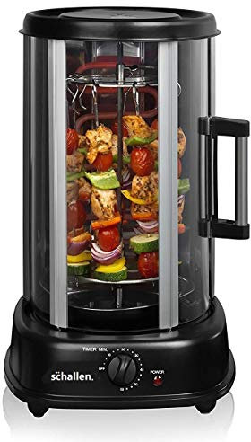 Schallen Electric 1500W 360° Rotating 21L Rotisserie Grill for Kebabs, Skewers and Roasts