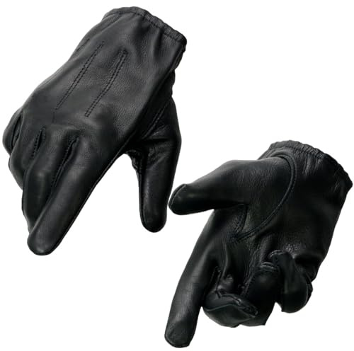 Milwaukee Leather SH887 Men's USA Deerskin Black Leather Unlined Lightweight Motorcycle Riders Gloves - Small