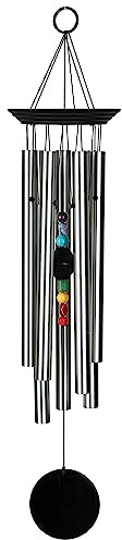 Woodstock Windspiel Chakra Chimes, Seven Stones, Silber, groß (63 cm)