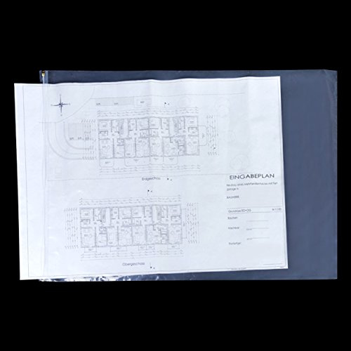 Böck Original Planschutzhüllen (1050 x 1800 mm) – 5 Stück | Transparente Schutzhüllen aus PE-Folie mit Reißverschluss | Wasserfest, Reißfest, Beschreibbar | Schutzfolie für Baupläne & Dokumente
