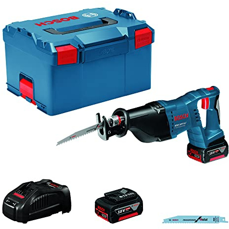 Bosch Professional Scie sabre Sans-Fil GSA 18 V-LI (18V, 2 Batteries 5,0 Ah, Longueurs de course : 28 mm, L-Boxx)