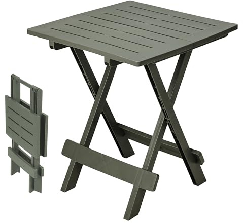 Spetebo Fällbart bord i plast adige 45 x 43 cm – skogsgrön – sidobord fällbart – sidobord campingbord, tebord, balkongbord, bord, mörkgrön, litet