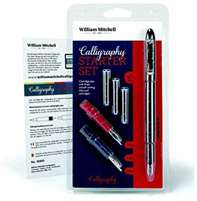 William Mitchell G35903 - Set de caligrafía con 3 plumines y 3 cartuchos