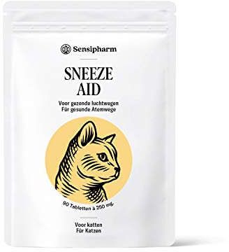 Sensipharm Sneeze Aid - Natürliche Hilfe bei Katzenschnupfen und Niesen - 90 Tabletten à 250 mg Heilkräuter für Katzen zur Stärkung des Immunsystems und Behandlung von Nasenausfluss und Katzenrhinitis