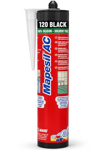 Mapei Mapesil AC Black Silicone Sealant 310ml - Waterproof Anti Mould Bathroom Silicone Sealant for Baths, Showers, Sinks & Window Frames, Black