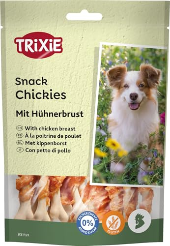 TRIXIE Hundeleckerli PREMIO Hunde-Chickies 100g - Premium Leckerlis für Hunde glutenfrei - ohne Getreide & Zucker, schmackhafte Belohnung für Training & Zuhause