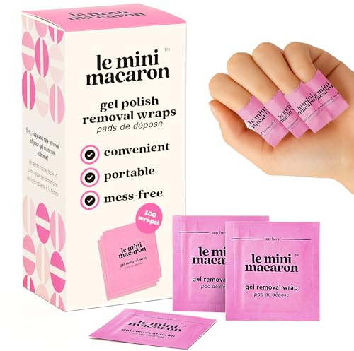 Le Mini Macaron Remover Kit, Soak Off Gel Nail Polish Remover Wraps, 100 Pieces