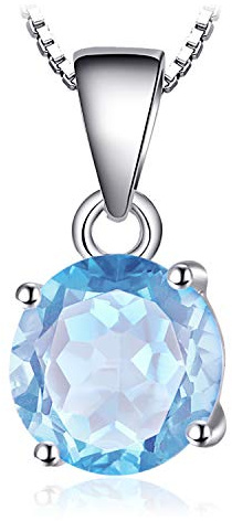 JewelryPalace 2.4ct Women Pendant Necklace in a Round Shape Sky Blue Topaz 925 Sterling Silver Chain 45 cm