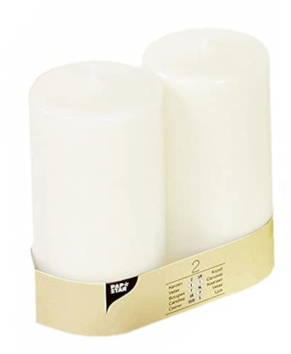 2 Stumpenkerzen Ø 80 mm · 150 mm weiß mit Flachkopf