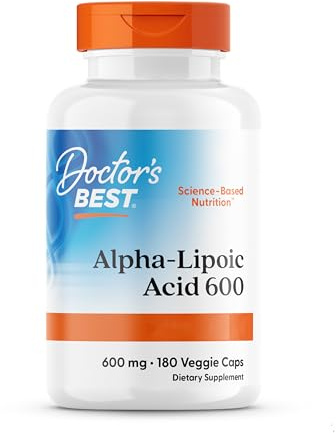 Doctor's Best, Alpha-Lipoic Acid (Alpha Liponsäure), 600 mg Depot, 2-Tages-Dosis, 180 vegane Kapseln, Hochdosiert, Laborgeprüft, Ohne Gentechnik, Glutenfrei