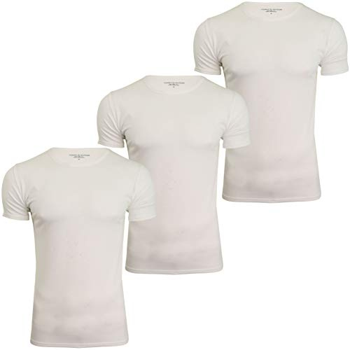 Tommy Hilfiger Herr Stretch Cn Ss Premium Ess T-shirt, Vit, XXL, Paket med 3