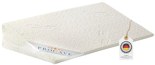 PROCAVE Bettkeil | keilförmiges Schaumstoffkissen | atmungsaktive Matratzenerhöhung | Made in Germany | AloeVera-Doppeltuch-Bezug | 90 cm x 45cm x 15/1cm