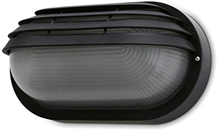 Dopo Lighting - Applique da parete FAR portalampada da parete ovale nero E27 da esterno IP44. Applicare muro ideale per facciate, cortili, terrazze e portici.