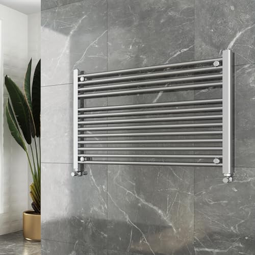 900mm(w) x 600mm(h) Straight Chrome Heated Towel Rail, Landscape Radiator, Warmer 1744 BTUs Bathroom Central Heating Ladder Rail