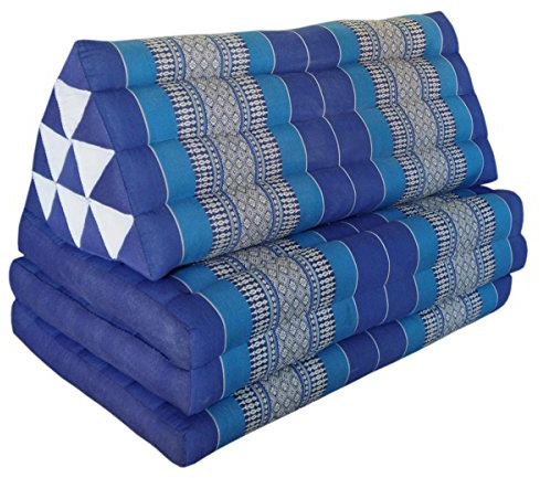 Kapok Thai, Cuscino di yoga, massaggio, Guanciale, Tantra, Cuscino di seduta – Blu, cotone, Kissen mit drei Auflagen XXL 79x53x46 (82218, 1
