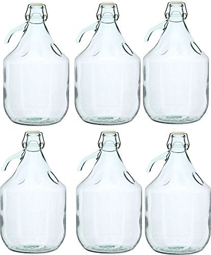 Unbekannt 6 STÜCK 5L Gärballon mit BÜGELVERSCHLUSS Flasche Glasballon Weinballon Bügelflasche Glasflasche