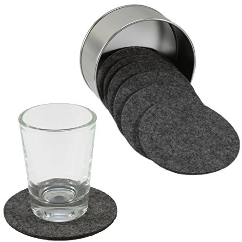 Wollfilz Untersetzer Ø 100 mm naturbelassen 10 Stück in Metalldose 1568