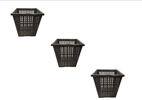 pondH2o 11 or 28cm Square Plant Basket Aquatic Plastic Slotted Mesh, Black Water Garden Planting Pots for Water Garden Pond Aquarium Aquaponics, Hydroponics Value Pack 2