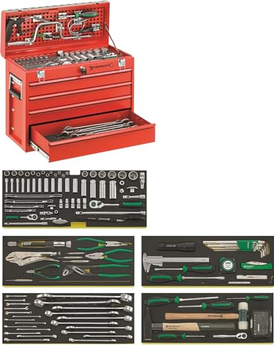 STAHLWILLE 13214 Werkzeug-Set 162-tlg. zur Wartung an Flugzeugen und Hubschraubern | Ratschen, Steckschlüssel, Schraubenschlüssel, Zangen, etc. | Made in Germany