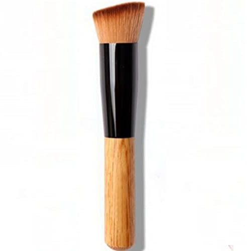 LyDia® Flat Angled Wooden Handle Blusher/Face Powder/Liquid Foundation/Face Contour Makeup Brush
