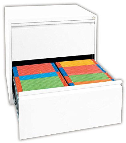 Lüllmann Büro Hängeregistratur Weiß komplett montiert 70x76x62cm (HxBxT) Hängeregisterschrank für DIN A4 Hängemappen mit 2 Schüben doppelbahnig 561227
