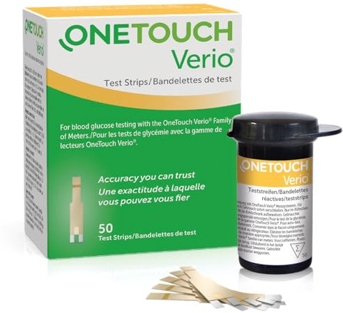 OneTouch Verio® Test Strips I 50 Tests I for Blood Glucose Monitoring with Diabetes I 1 Pack I 50 Test Strips Included