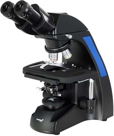 Microscopio Biologico Binoculare Levenhuk 850B con Obiettivi Planacromatici, Tavolino Traslatore, Filtro Blu e Oculari a Grande Campo