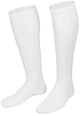 Piarini 1 par de calcetines para traje tradicional tradicional para hombre y mujer, largos, con patrón trenzado, encaje a mano, algodón, color blanco, 35-38, 39-42, 43-46, 47-50, Blanco, 35-38