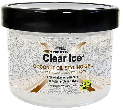 New Ampro Pro Styl Clear Ice Coconut Oil Hair Styling Gel Firm Hold 12oz/340g by AmPro