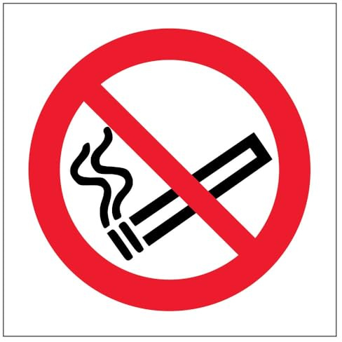 VSafety - Cartello per proibizionismo con logo No Smoking, quadrato, 80 x 80 mm, in vinile autoadesivo, 80 mm