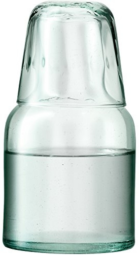 LSA International Mia Carafe & Tumbler 0.95L Recycled/Part Optic | 1 Unit | Recycled Glassware | MZ21, Clear Decorated