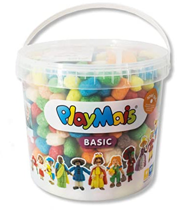 Playmais Basic 500 Bastelset für Kinder ab 3 Jahren | Basteleimer mit über 500 Stück zum Basteln | Natürliches Spielzeug | Fördert Kreativität & Motorik | Geschenk für Mädchen & Jungen