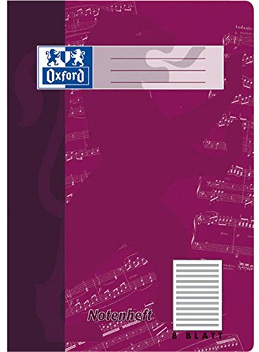 Oxford Notenheft A4, Lineatur 14, 8 Blatt, blau und grün, 15er Pack