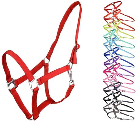 NETPROSHOP Halfter oder Führstrick Einfarbig für Ihre Lieblinge Mini Shetty bis XL Full, Groesse:Pony, Farbe:Rot