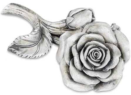 TEMPELWELT DEKOTEMPEL Grab Deko Figur Rose Rosenblüten, 14 cm, Polystein Stein Optik Grau, Grabdeko Dekorose Blume Dekoblume für Trauerstätte Gartendeko Garten