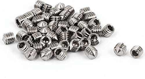 sourcing map 50 Stk M4 x 4mm 304 Edelstahl Kegel Punkte Hex Buchse Set Grub Schraube DE de | 304 Edelstahl